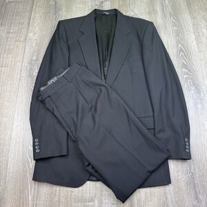 Kilgour French Stanbury Suit Black Savile Row Wool 2 Button Size 42 Pants 32x33